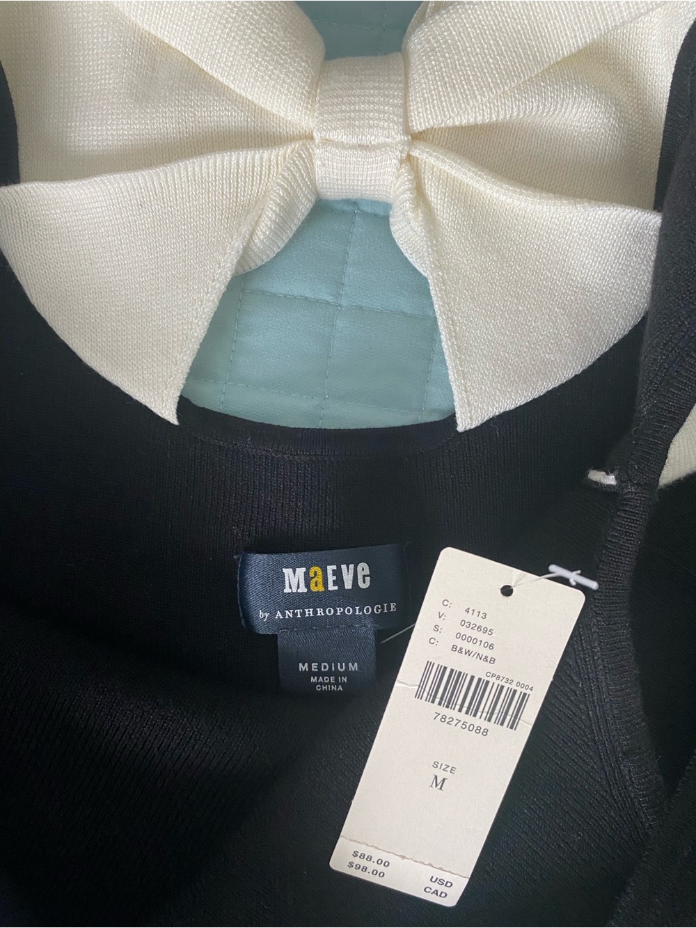 Anthropologie Black & White Backless Midi Dress with Bow - Picture 4 of 6